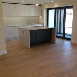 laminated flooring with small kitchen