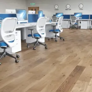 office with white and blue chairs
